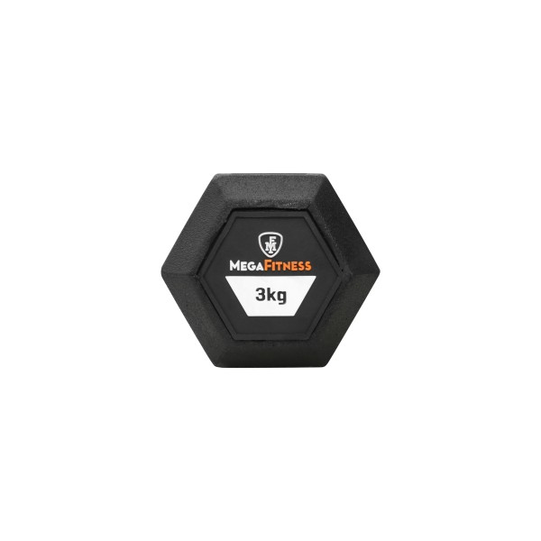 Hex Rubber Dumbbell 3kg |Megafitness