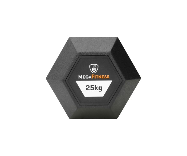 Αλτήρας Εξάγωνος Rubber 25kg |Megafitness