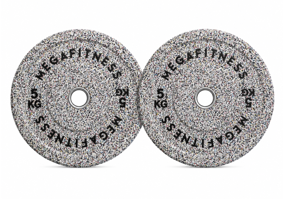 Hi Temp Bumper Plate White Grey Colour 5kg|Megafitness