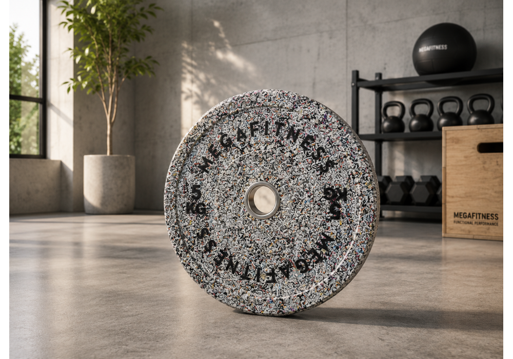 Hi Temp Bumper Plate White Grey Colour 5kg|Megafitness