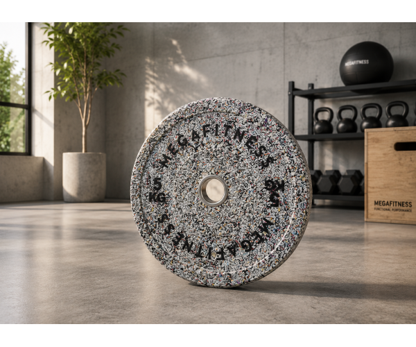 Hi Temp Bumper Plate White Grey Colour 5kg|Megafitness