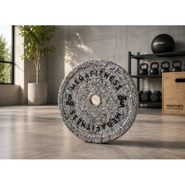 Hi Temp Bumper Plate White Grey Colour 5kg|Megafitness