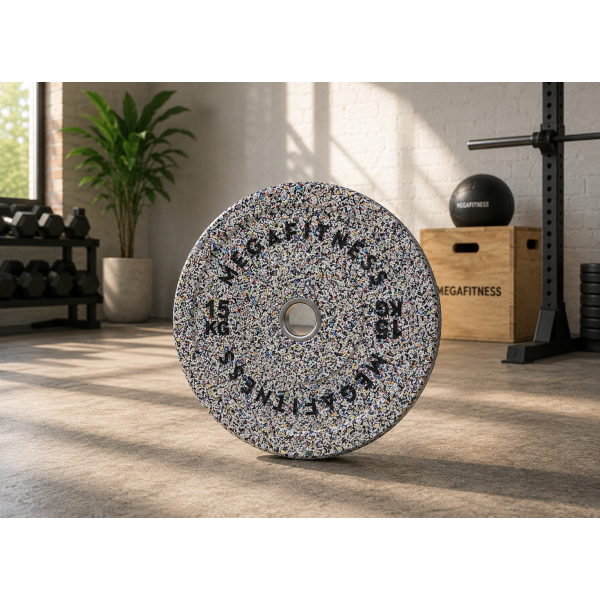 Hi Temp Bumper Plate White Grey 15kg|Megafitness