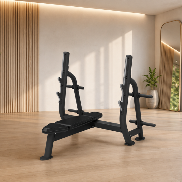 Flat Bench With Olympic Uprights | Megafitness