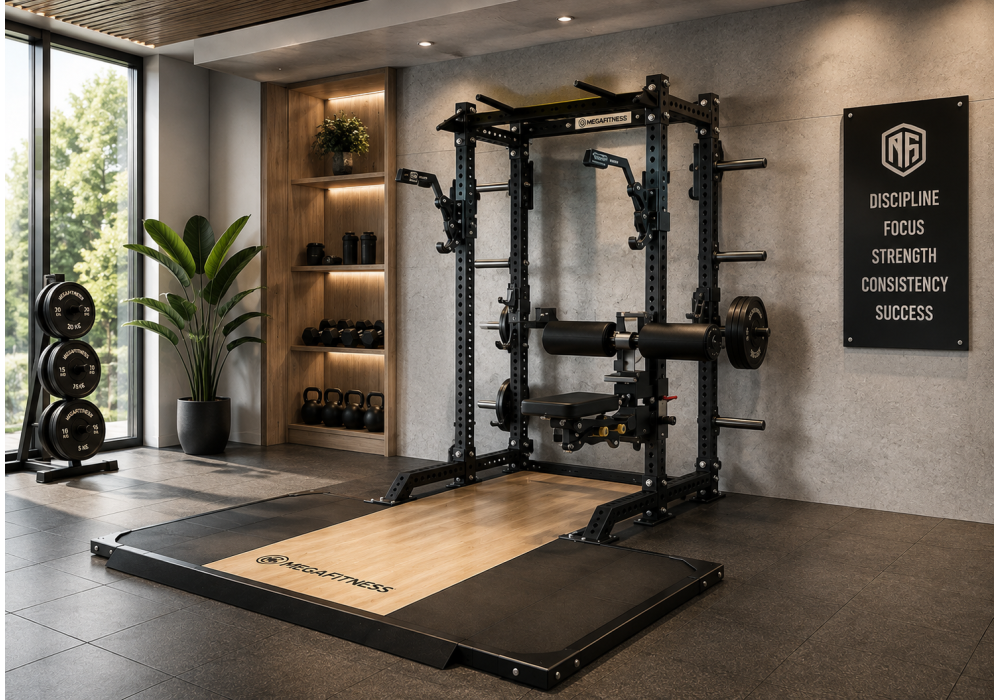 Meta Title: Πλατφόρμα Άρσης Βαρών με Rack | Megafitness