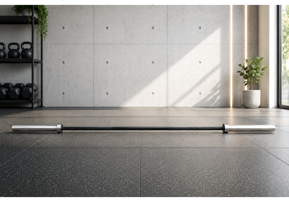Olympic Bar with straight collar Silver-Black|Megafitness