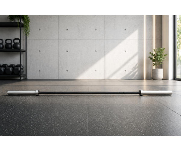 Olympic Bar with straight collar Silver-Black|Megafitness
