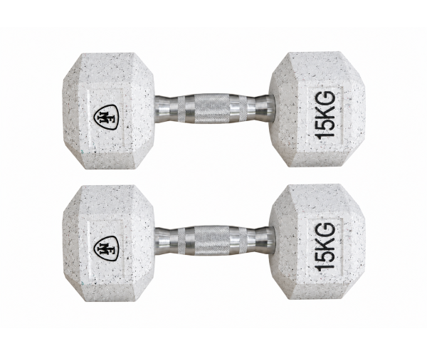 Elite hex dumbbell 15kg Megafitness white