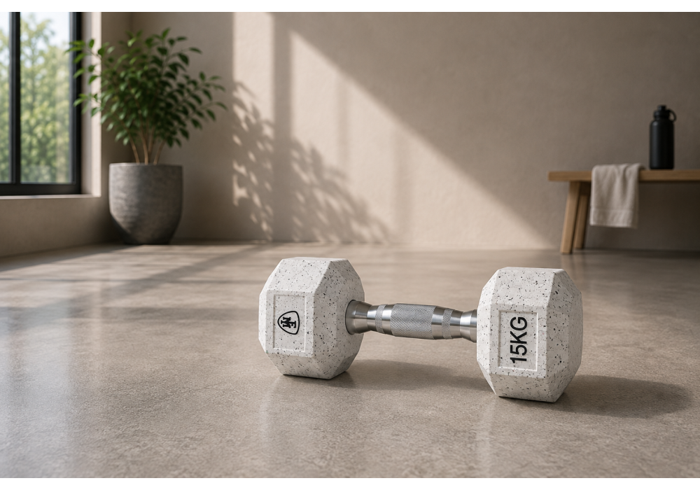 Elite hex dumbbell 15kg Megafitness white