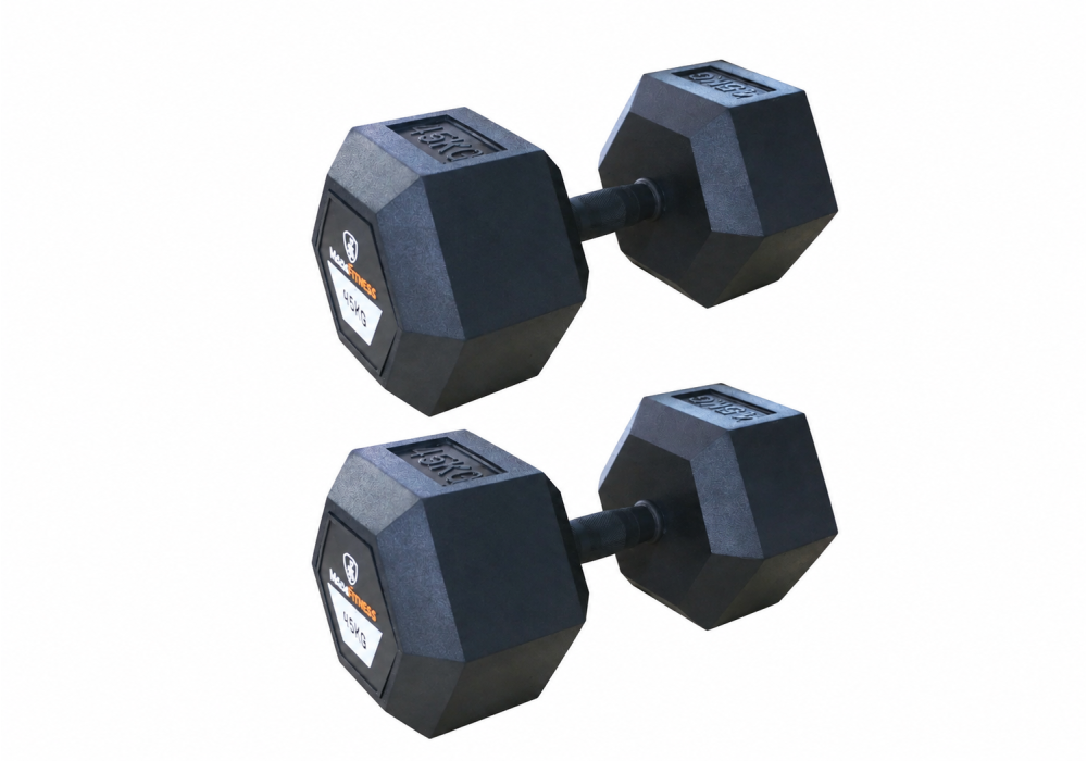 Hexagon Rubber Dumbbell 45kg | Megafitness