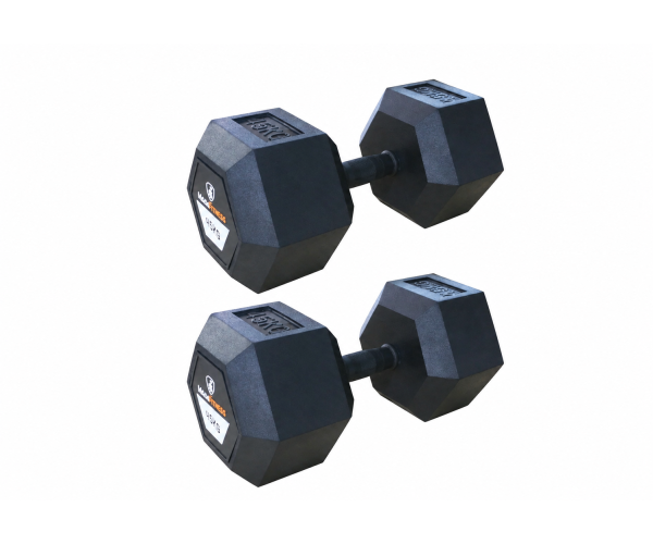 Hexagon Rubber Dumbbell 45kg | Megafitness