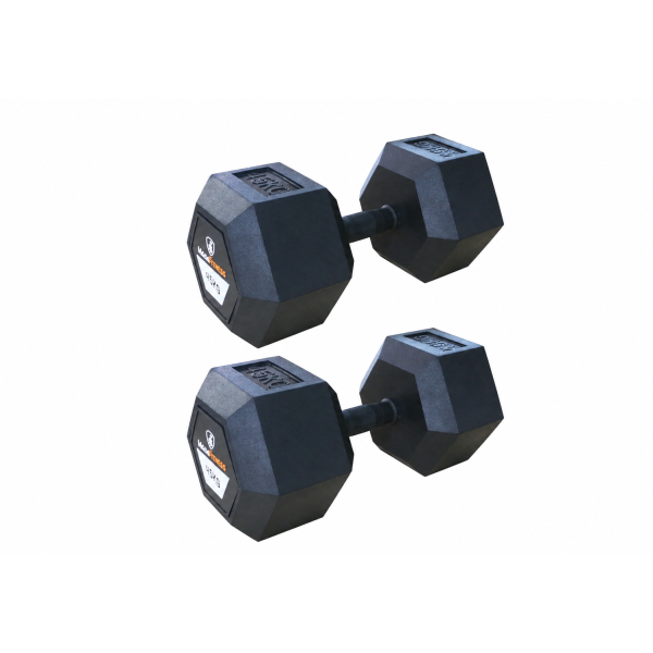 Hexagon Rubber Dumbbell 45kg | Megafitness