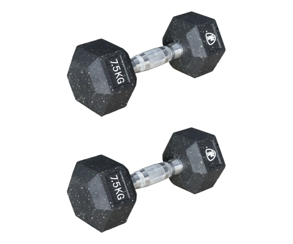 Hex Elite Dumbbell Black 7.5kg | Megafitness