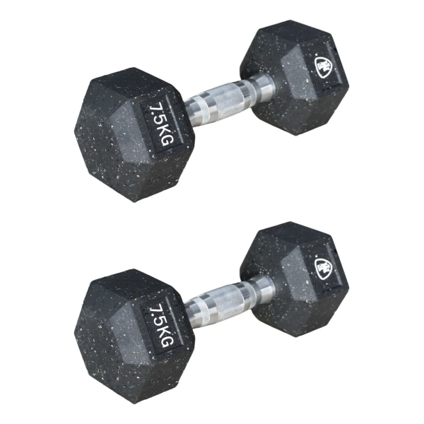 Hex Elite Dumbbell Black 7.5kg | Megafitness