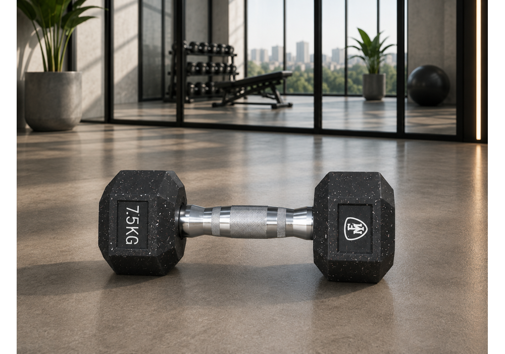 Hex Elite Dumbbell Black 7.5kg | Megafitness