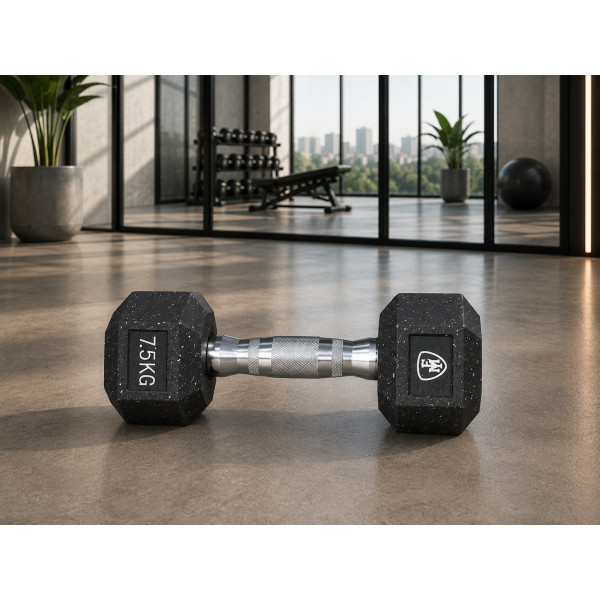 Hex Elite Dumbbell Black 7.5kg | Megafitness