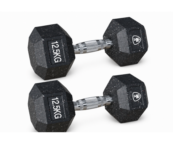 Hex Elite Dumbbell Black 12.5kg | Megafitness