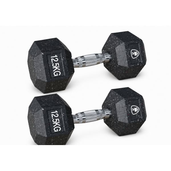 Hex Elite Dumbbell Black 12.5kg | Megafitness