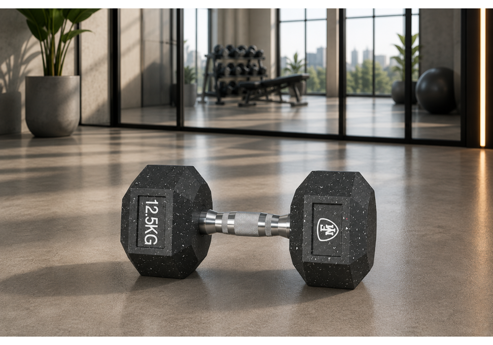 Hex Elite Dumbbell Black 12.5kg | Megafitness