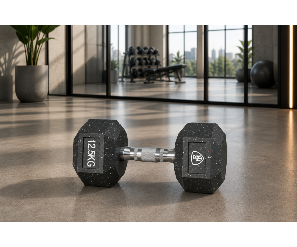 Hex Elite Dumbbell Black 12.5kg | Megafitness