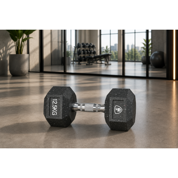 Hex Elite Dumbbell Black 12.5kg | Megafitness