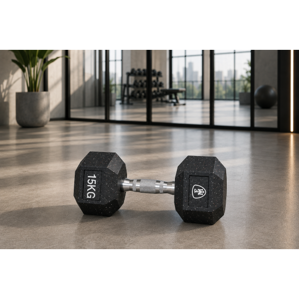 Hex Elite Dumbbell Black 15kg | Megafitness