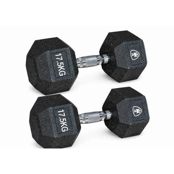 Hex Elite Dumbbell Black 17.5kg | Megafitness