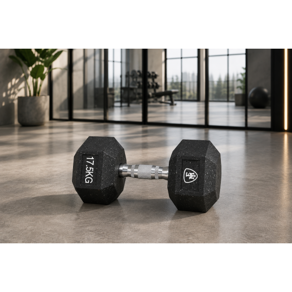 Hex Elite Dumbbell Black 17.5kg | Megafitness