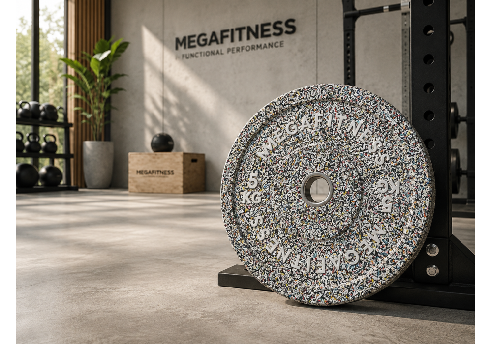 Hi-Temp weight plate 5kg white grey MegaFitness