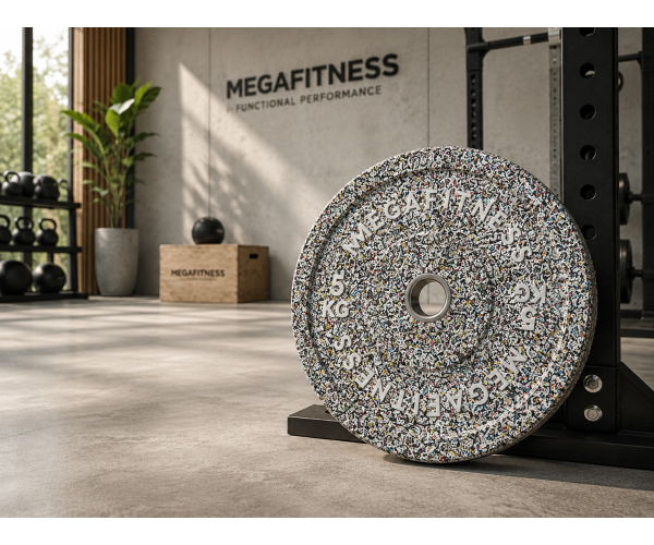 Hi-Temp weight plate 5kg white grey MegaFitness