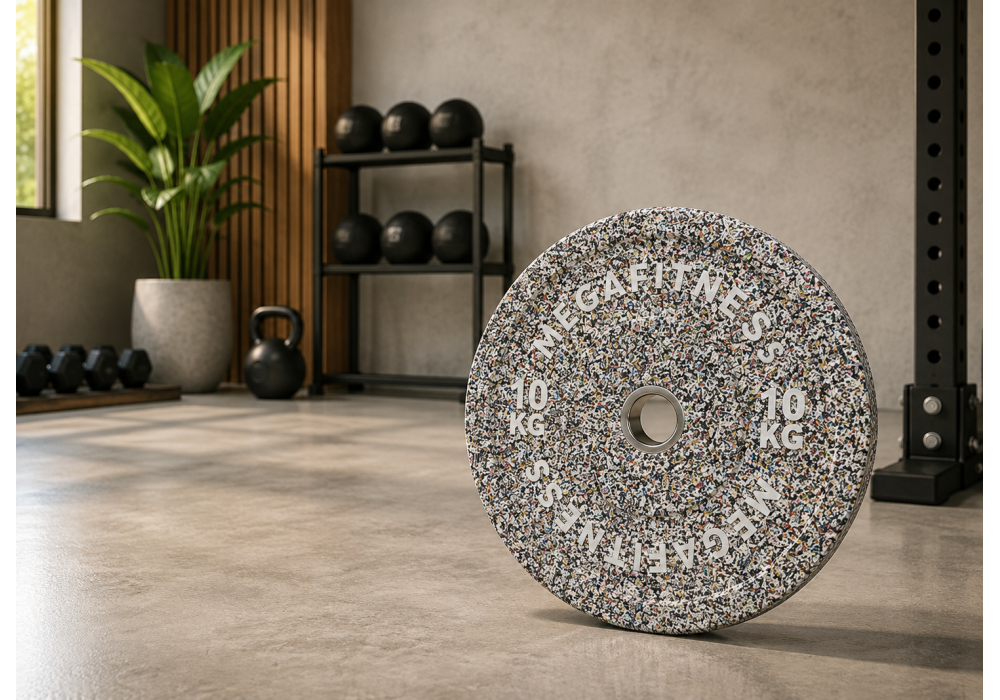 Hi-Temp weight plate 10kg white grey MegaFitness