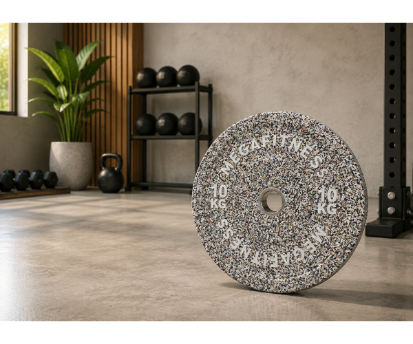 Hi-Temp weight plate 10kg white grey MegaFitness