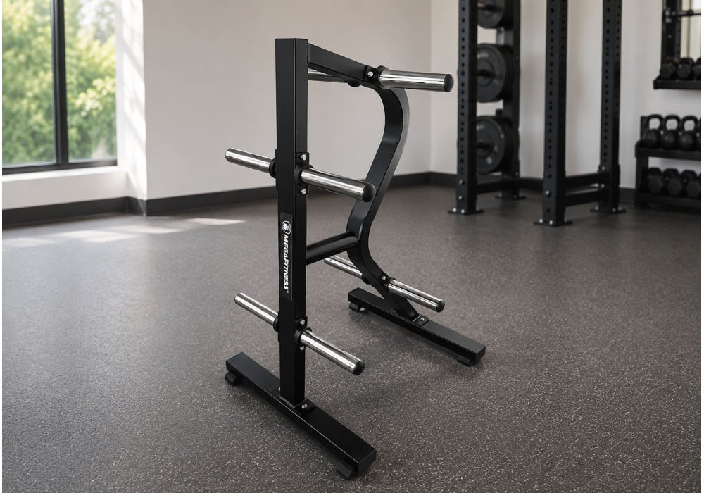 MegaFitness Olympic weight plate storage rack black