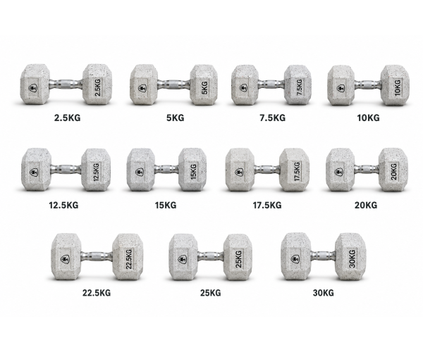 Elite Hex Dumbbell Set 2.5kg–30kg White | MegaFitness