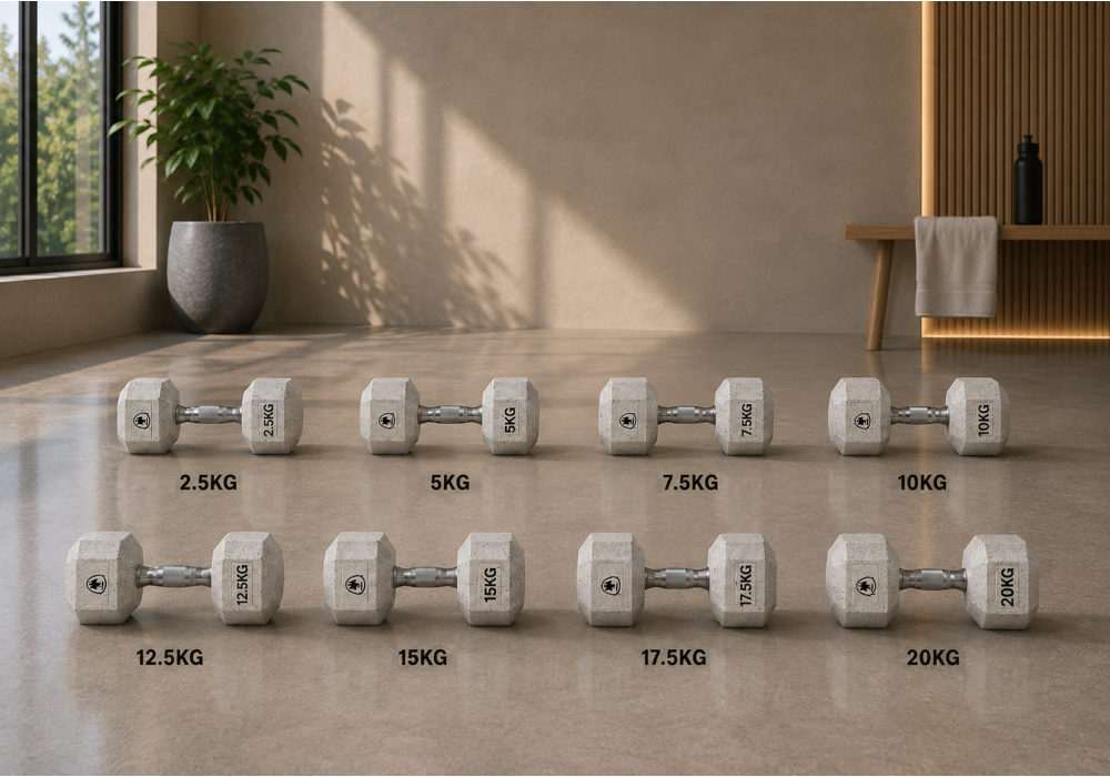 Elite Hex Dumbbell Set 2.5kg to 20kg White MegaFitness