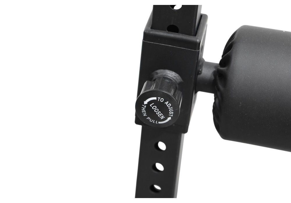 Adjustable steel Bulgarian split squat rack in matte black