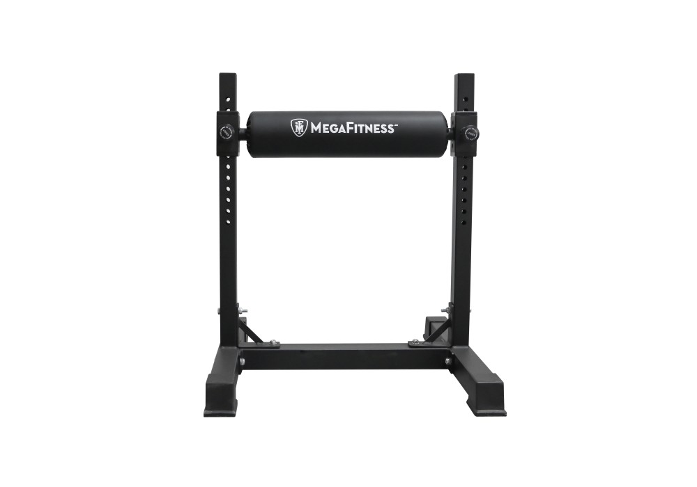 Adjustable steel Bulgarian split squat rack in matte black