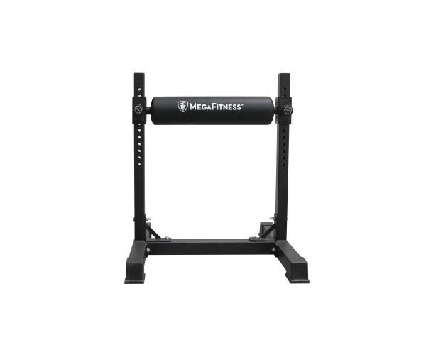 Adjustable steel Bulgarian split squat rack in matte black