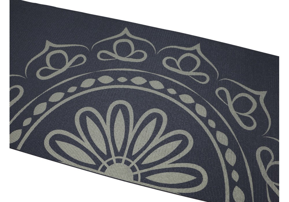 Μαύρο στρώμα yoga PVC με χρυσό μοτίβο Mandala και ιμάντα μεταφοράς