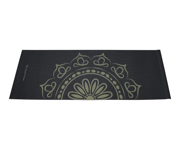 Μαύρο στρώμα yoga PVC με χρυσό μοτίβο Mandala και ιμάντα μεταφοράς