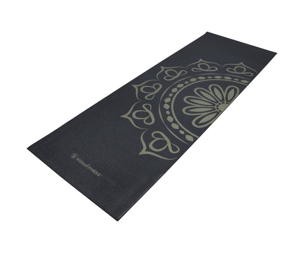 Μαύρο στρώμα yoga PVC με χρυσό μοτίβο Mandala και ιμάντα μεταφοράς