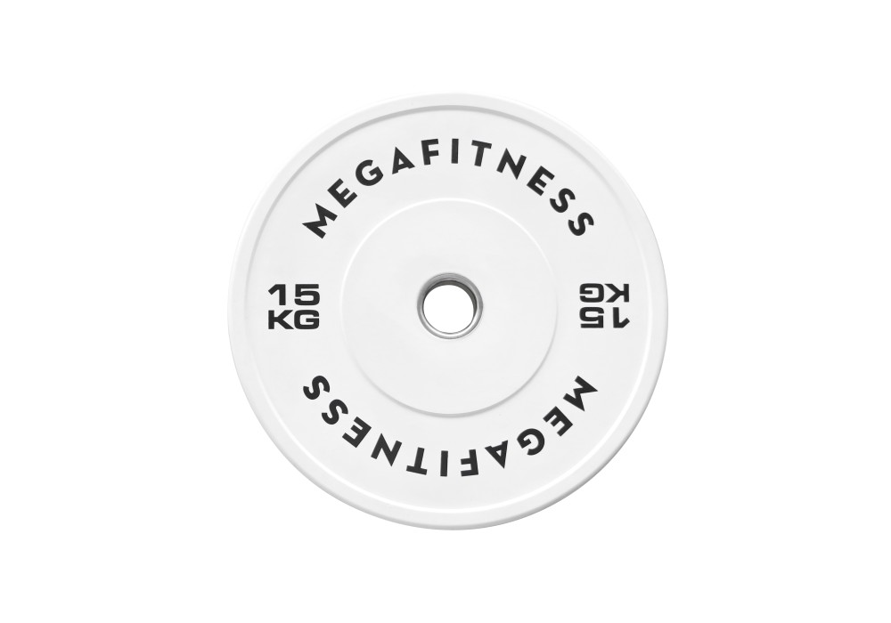 Λευκό Bumper Plate 15 kg από καουτσούκ SBR με ανοξείδωτο δακτύλιο