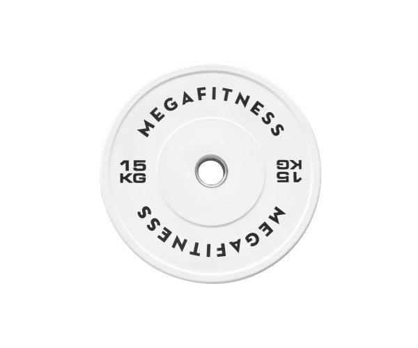 Λευκό Bumper Plate 15 kg από καουτσούκ SBR με ανοξείδωτο δακτύλιο
