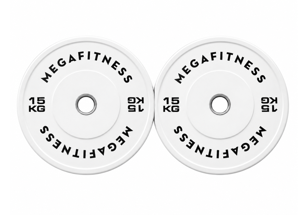Λευκό Bumper Plate 15 kg από καουτσούκ SBR με ανοξείδωτο δακτύλιο