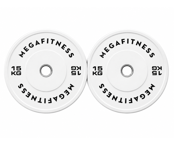 Λευκό Bumper Plate 15 kg από καουτσούκ SBR με ανοξείδωτο δακτύλιο