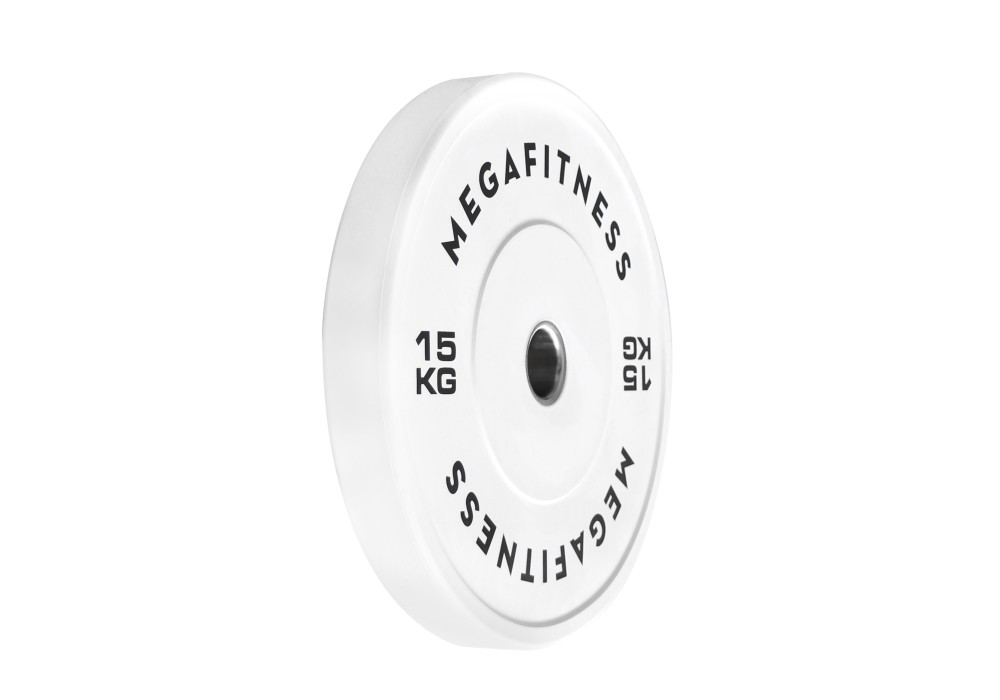Λευκό Bumper Plate 15 kg από καουτσούκ SBR με ανοξείδωτο δακτύλιο