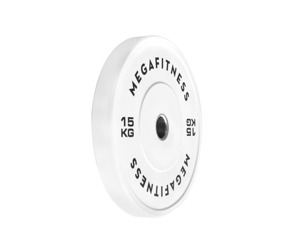 Λευκό Bumper Plate 15 kg από καουτσούκ SBR με ανοξείδωτο δακτύλιο