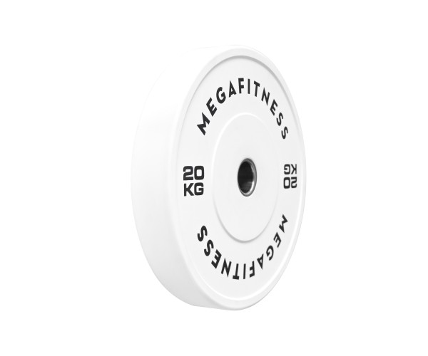 Λευκό Bumper Plate 20 kg από καουτσούκ SBR με ανοξείδωτο δακτύλιο