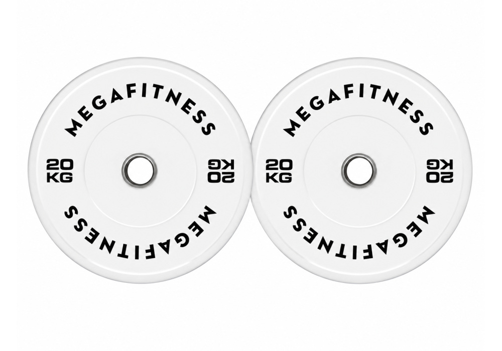Λευκό Bumper Plate 20 kg από καουτσούκ SBR με ανοξείδωτο δακτύλιο