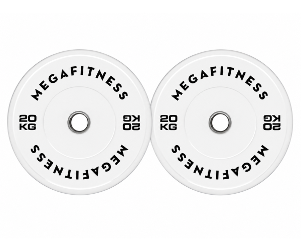 Λευκό Bumper Plate 20 kg από καουτσούκ SBR με ανοξείδωτο δακτύλιο